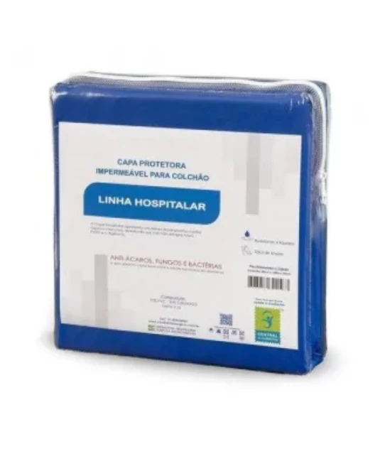 Capa Colchão Com Ziper  Azul Royal Central Alerg
