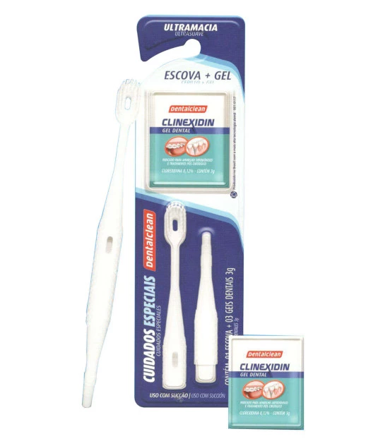 Kit Escova Uti Aspiração + 3 Géis Clinexidin Dentalclean