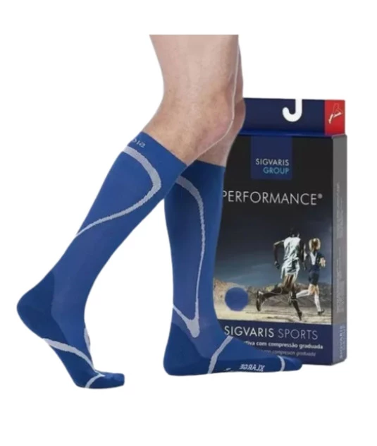 Meia Esportiva Performance 20/30mmHg AD Panturrilha Azul Sigvaris + E-book