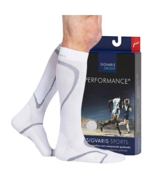 Meia Esportiva Performance 20/30mmHg AD Panturrilha Branco Sigvaris + E-book