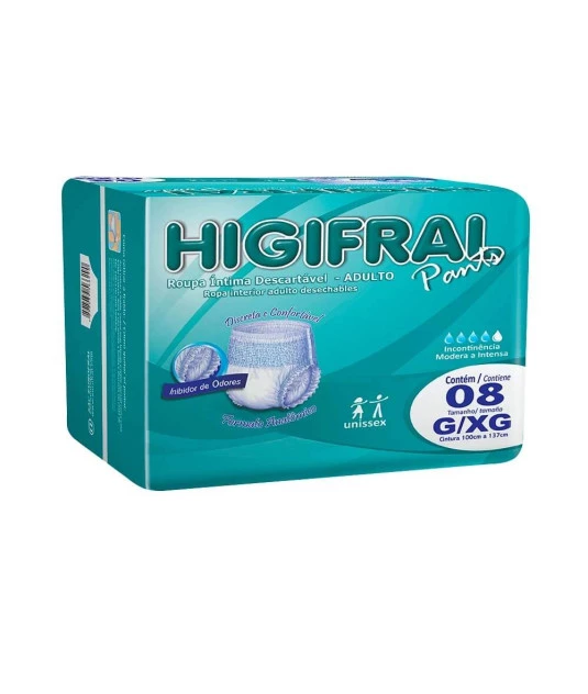 Fralda Descartável Higifral Roupa Íntima G/XG com 8 Eurofral 
