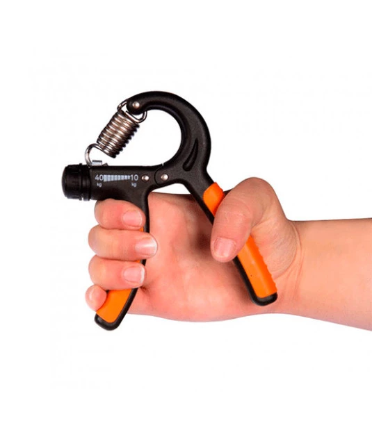 Hand Grip Ajustável 10 a 40kg na cor preta e boracha laranja da marca ACTE