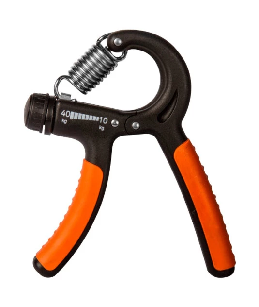 Hand Grip Ajustável 10 a 40kg na cor preta e boracha laranja da marca ACTE