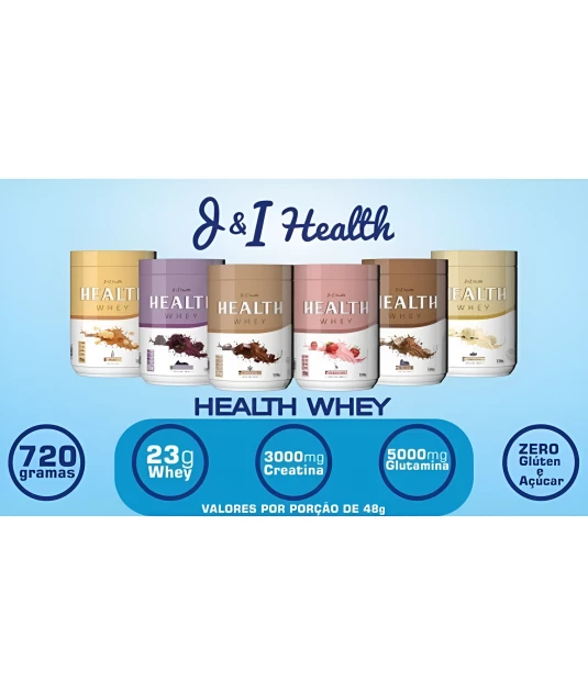 Health Whey Tripla Ação - Whey Protein + Creatina + Glutamina 720g - Banoffe