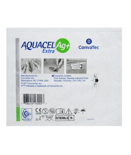Aquacel Ag+ Extra Curativo Antimicrobiano Hydrofiber Prata Convatec