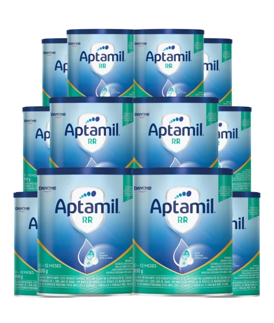 Aptamil RR 800g Kit 12 Unidades Danone – Fórmula Infantil 0 a 12 Meses com DHA, ARA e Goma Jataí + E-book