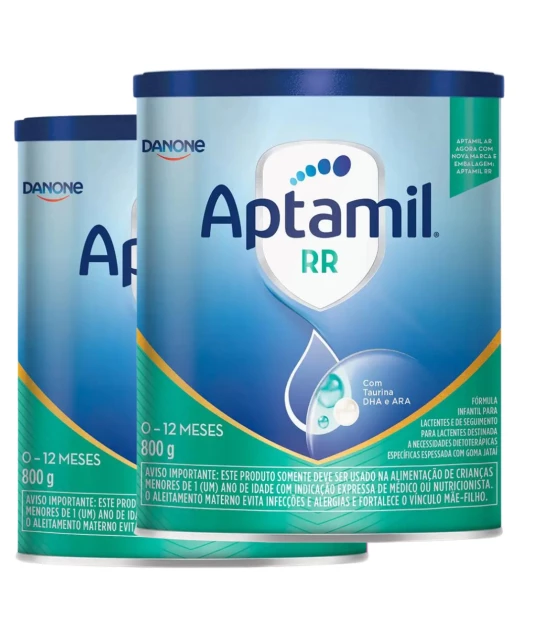 Aptamil RR 800g Kit 2 Unidades Danone – Fórmula Infantil 0 a 12 Meses com DHA, ARA e Goma Jataí