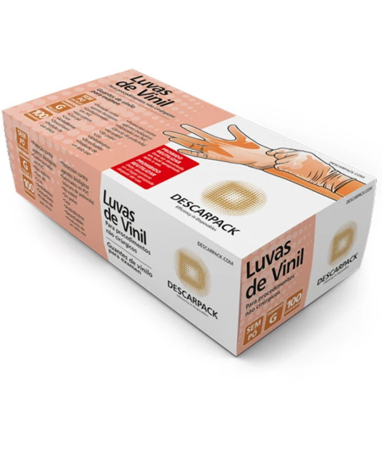 Luva Procedimento Vinil C/ 100uni S/ Pó Descarpack 