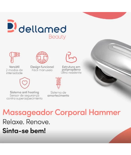 Massageador Corporal Hammer com 5 Discos Massageadores - Dellamed -  Alívio de Dores, Relaxamento e Combate à Celulite