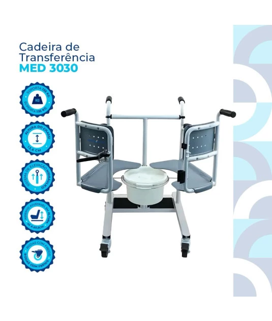 Cadeira de Transferência Hidráulica para Acamados até 130kg MED3030