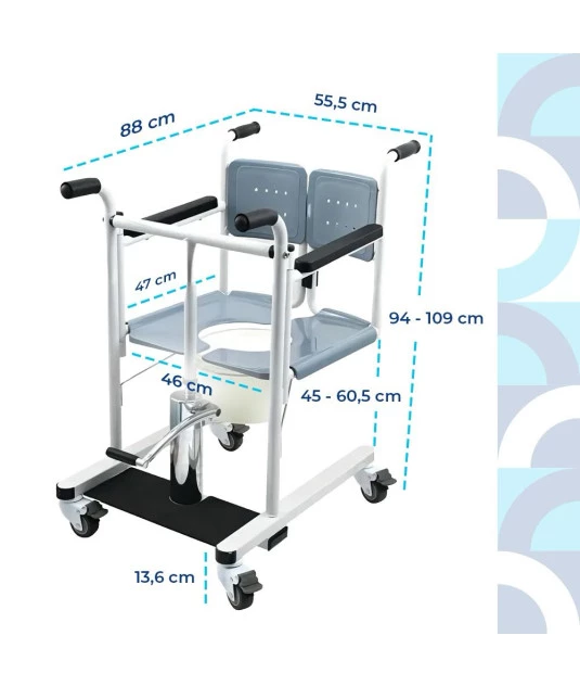 Cadeira de Transferência Hidráulica para Acamados até 130kg MED3030