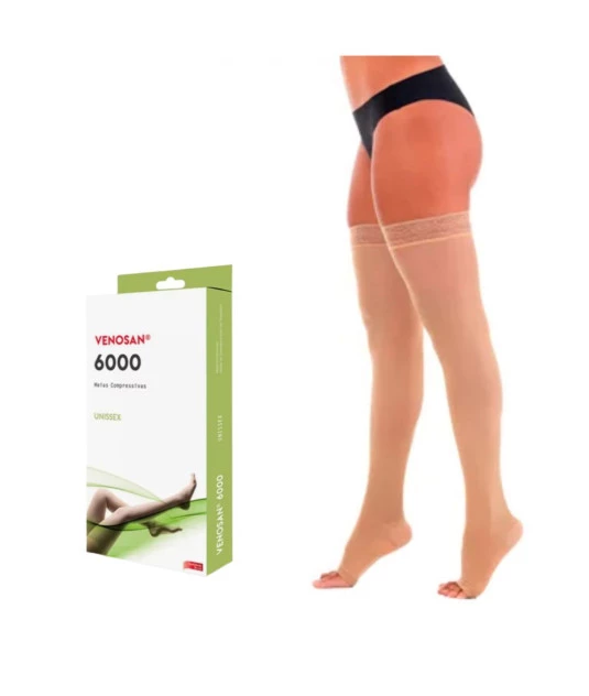 Meia Elástica Unissex Venosan 6000 Meia-Coxa (AGH) 30-40 mmHg + E-book