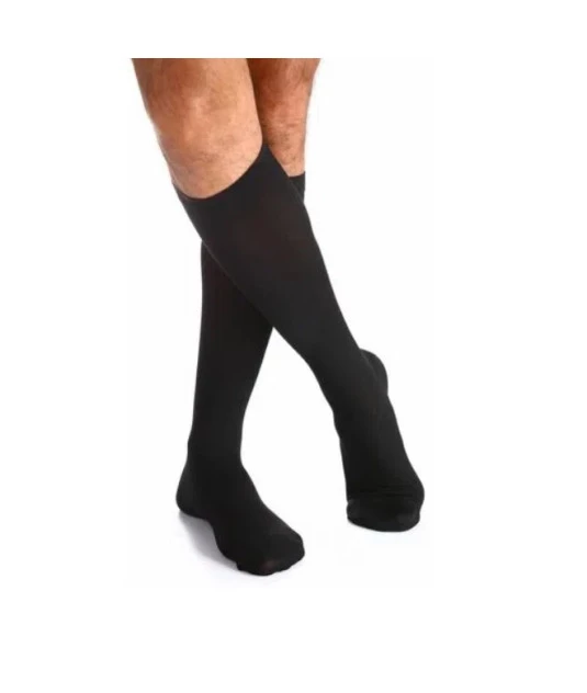 Meia 282F 20/30mmHg Algodão Super Longa Preta Sigvaris
