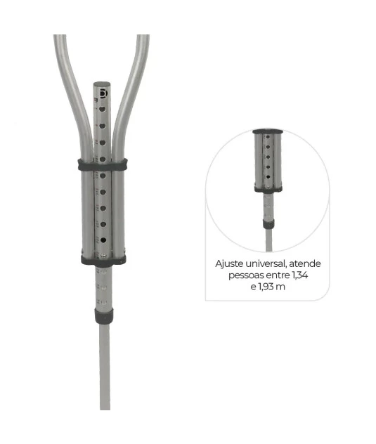Muleta Axilar D7 Universal em Alumínio Dellamed