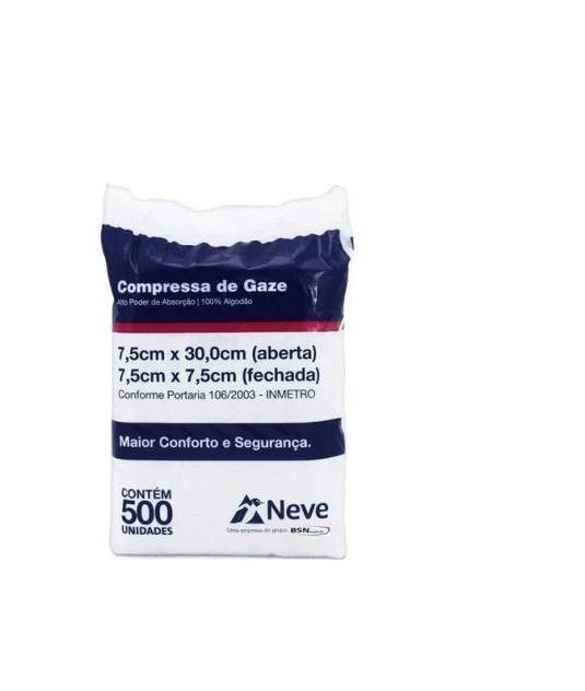 Compressa de gaze 7.5x7.5 c/500 11 fios Neve