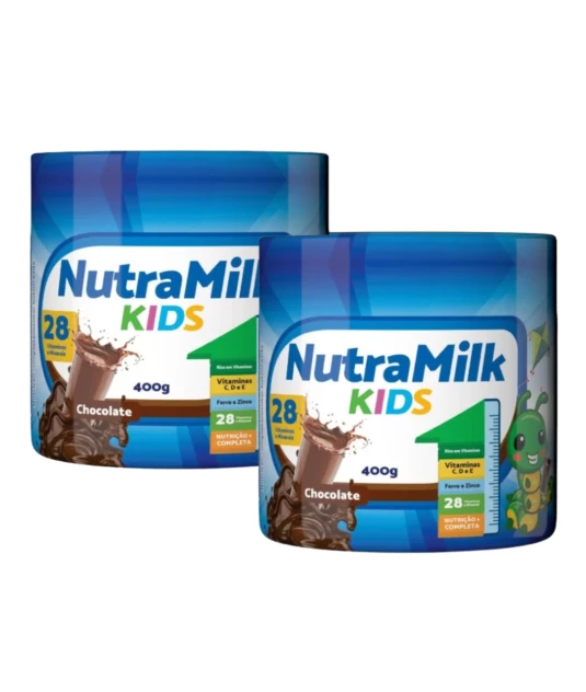 Nutra Milk Kids Kit 2 Unidades Complemento Alimentar Infantil 400g - Chocolate