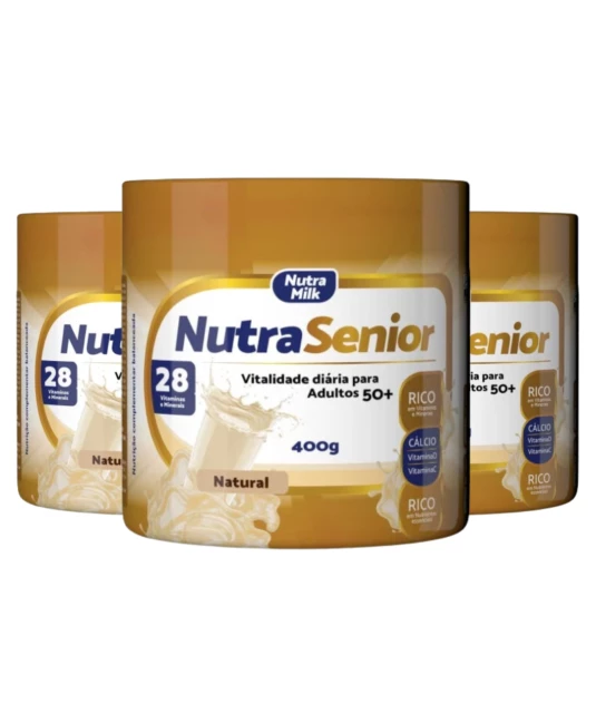 Nutra Senior Adulto 50+ Kit 3 Unidades Complemento Alimentar 400g - Sem Sabor 