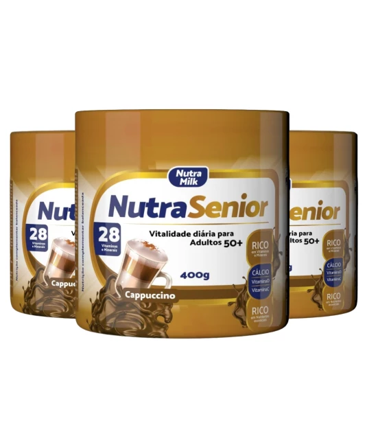Nutra Senior Adulto 50+ Kit 3 Unidades Complemento Alimentar 400g - Cappuccino 