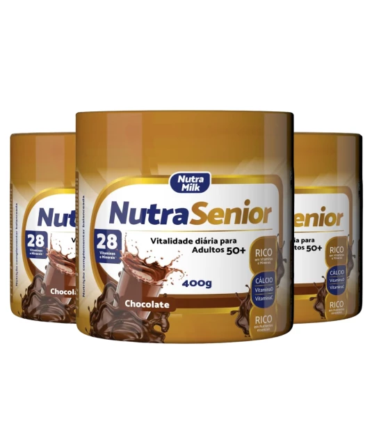 Nutra Senior Adulto 50+ Kit 3 Unidades Complemento Alimentar 400g - Chocolate