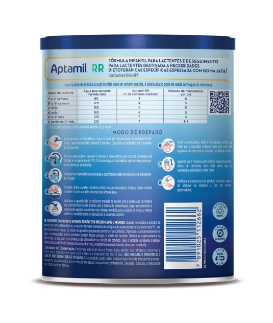 Aptamil RR 800g Kit 2 Unidades Danone – Fórmula Infantil 0 a 12 Meses com DHA, ARA e Goma Jataí