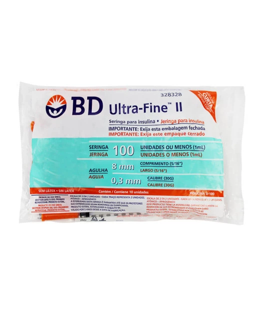 Seringa Ultra Fine U-100 Ag 8,0x0,33 c/10