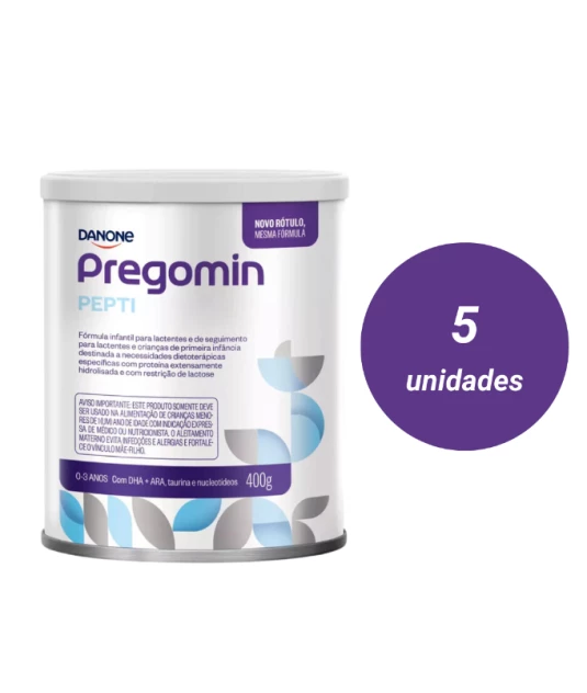 (Kit 5 Un) Pregomin Pepti 400g - Danone + E-book: Guia Completo de Introdução Alimentar