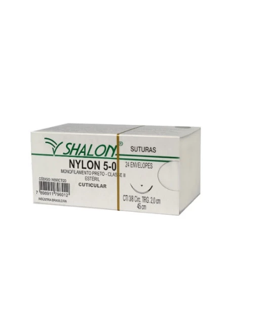 Fio nylon 5-0 c/ag 3/8 cir trg 2,0cm 45cm n550cti20
