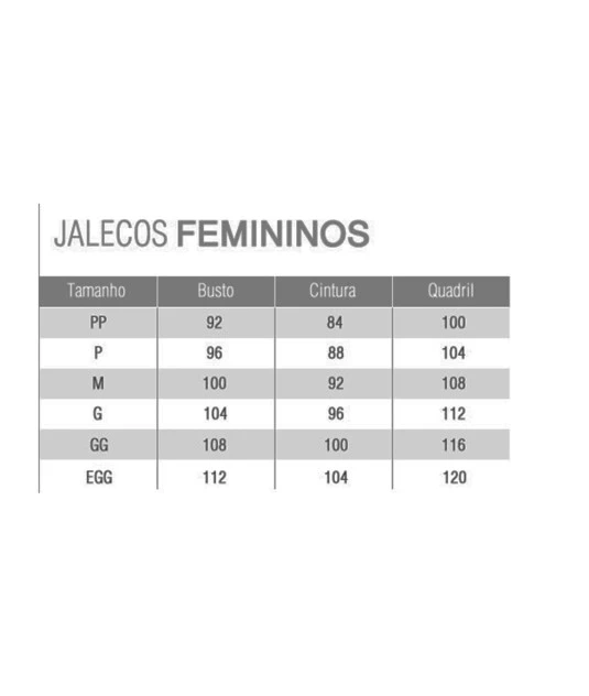 Jaleco Feminino Gabardine Botões Cobertos Gola Padre EGG Aspen