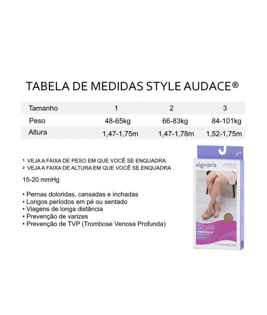Meia de Compressão 7/8 Sigvaris Audace 15-20 mmHg