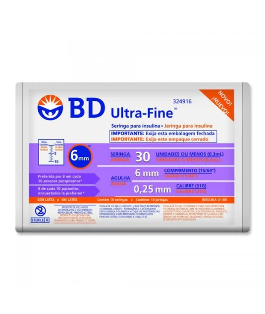 Seringa Desc Ultra Fine U-30 AG 6MM 31G C/10UN