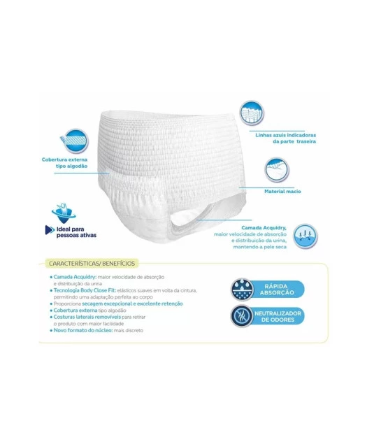 Roupa Intima Desc Pants Confort Unissex G/EG C/8 Moderada