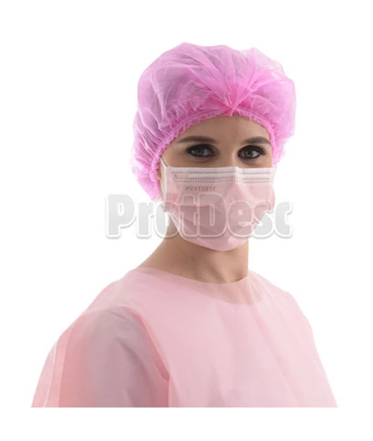 Touca Elastica Sanfonada rosa com 100 unidades da marca Protdesc