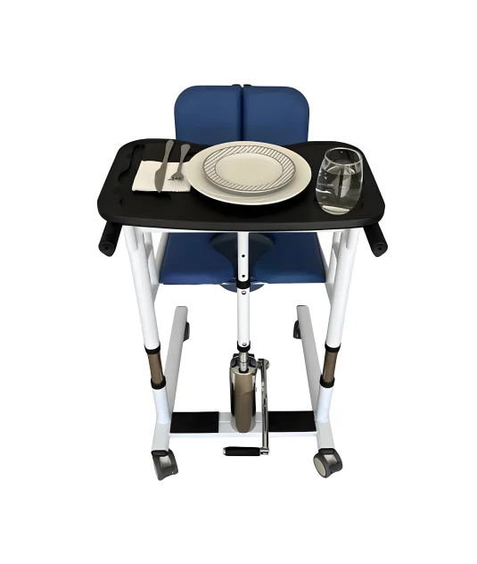Cadeira de Transferência e Higienização com Mesa para Acamados e Idosos Confortável - Winner