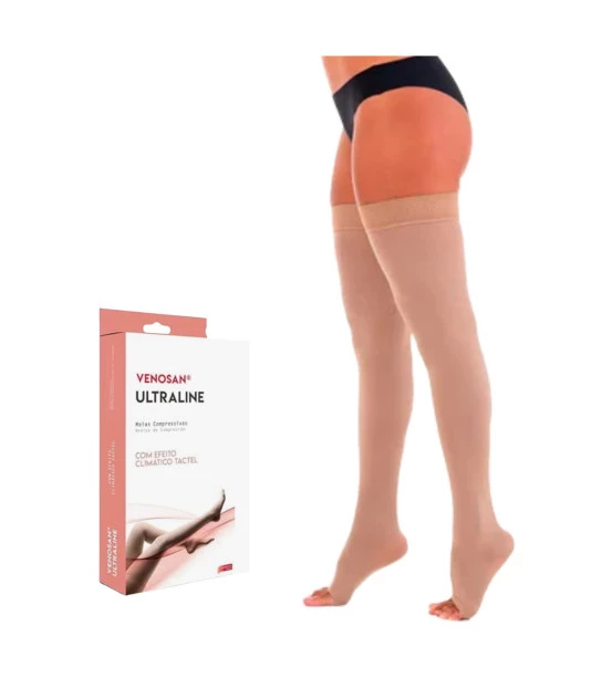 Meia Ultraline 4000 Meia Coxa 30-40 Pé Aberto  Venosan