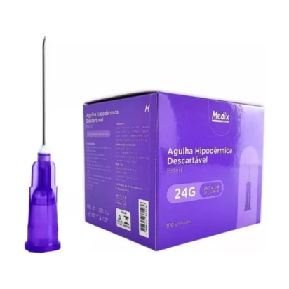 Agulha Hipodérmica Descartável Medix (20x0,55mm) 24Gx3/4 – Caixa com 100 Unidades Estéreis