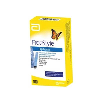 Tiras Freestyle Optium com 100 tiras Azul Abbott