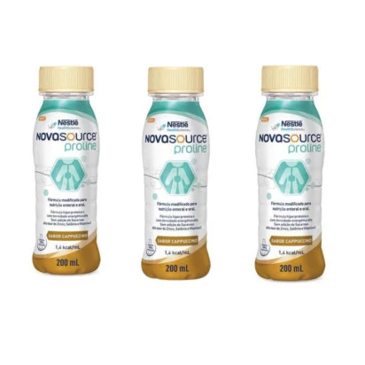 Kit 3 Novasource Proline 200ml Cappuccino Nestle + E-book