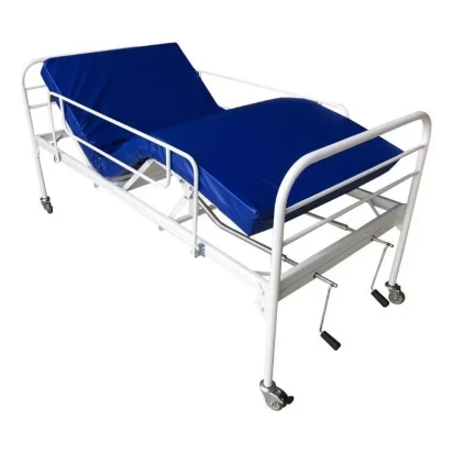 Cama Fawler Hospitalar 2 Manivelas Supermedy + Colchão Hospitalar Impermeável D28 1,88 x 0,88m p/ Cama Fawler Altura 1