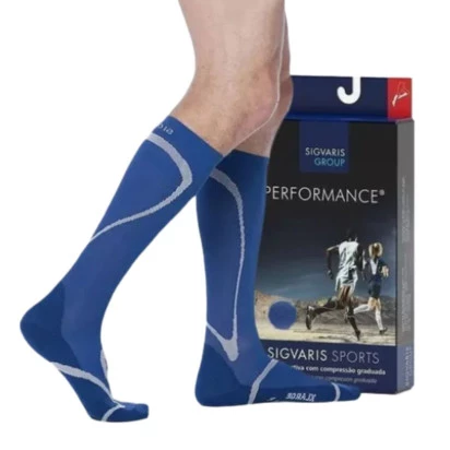 Meia Esportiva Performance 20/30mmHg AD Panturrilha Azul Sigvaris + E-book