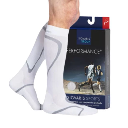 Meia Esportiva Performance 20/30mmHg AD Panturrilha Branco Sigvaris + E-book