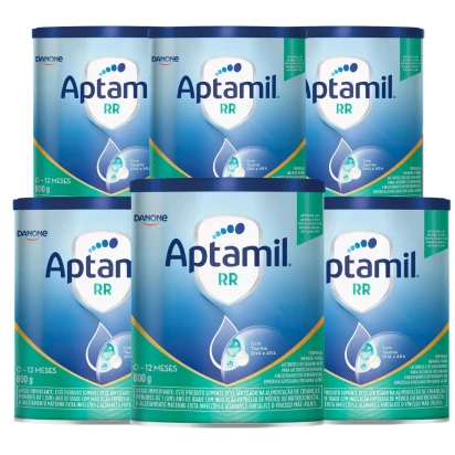 Aptamil RR 800g Kit 6 Unidades Danone – Fórmula Infantil 0 a 12 Meses com DHA, ARA e Goma Jataí + E-book