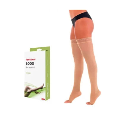 Meia Elástica Unissex Venosan 6000 Meia-Coxa (AGH) 30-40 mmHg + E-book