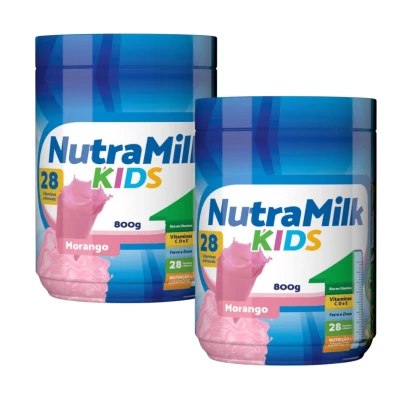 Nutra Milk Kids Kit 2 Unidades Complemento Alimentar Infantil 800g - Morango