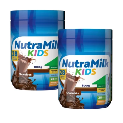 Nutra Milk Kids Kit 2 Unidades Complemento Alimentar Infantil 800g - Chocolate