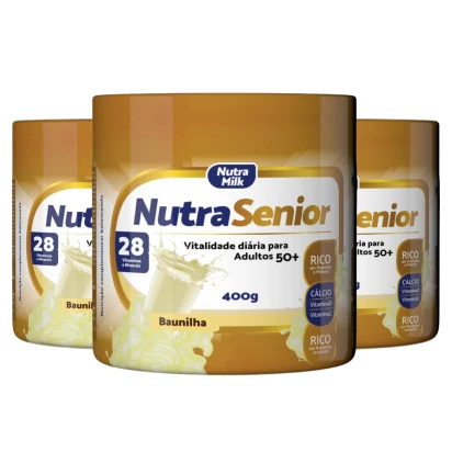 Nutra Senior Adulto 50+ Kit 3 Unidades Complemento Alimentar 400g - Baunilha