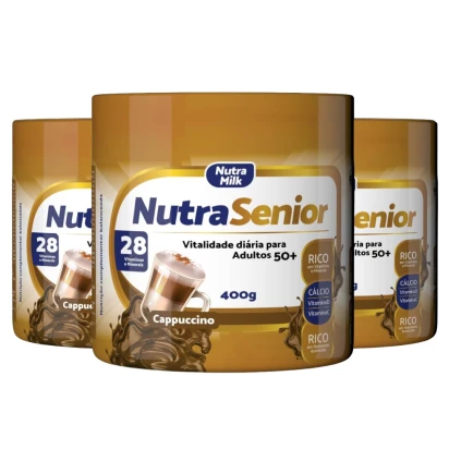 Nutra Senior Adulto 50+ Kit 3 Unidades Complemento Alimentar 400g - Cappuccino 