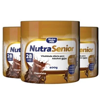 Nutra Senior Adulto 50+ Kit 3 Unidades Complemento Alimentar 400g - Chocolate