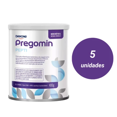 (Kit 5 Un) Pregomin Pepti 400g - Danone + E-book: Guia Completo de Introdução Alimentar