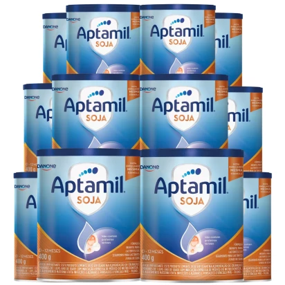 Aptamil Soja 400g Kit 12 Unidades Danone – Sem Lactose, Sem Leite, Para APLV 6 a 36 meses + E-book