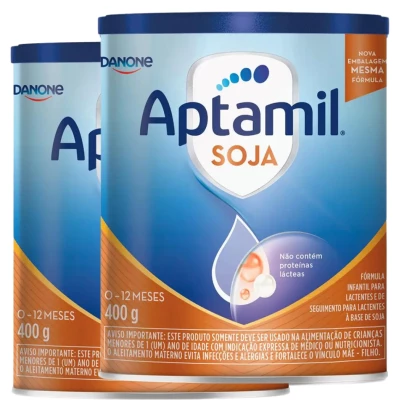 Aptamil Soja 400g Kit 2 Unidades Danone – Sem Lactose, Sem Leite, Para APLV 6 a 36 meses + E-book